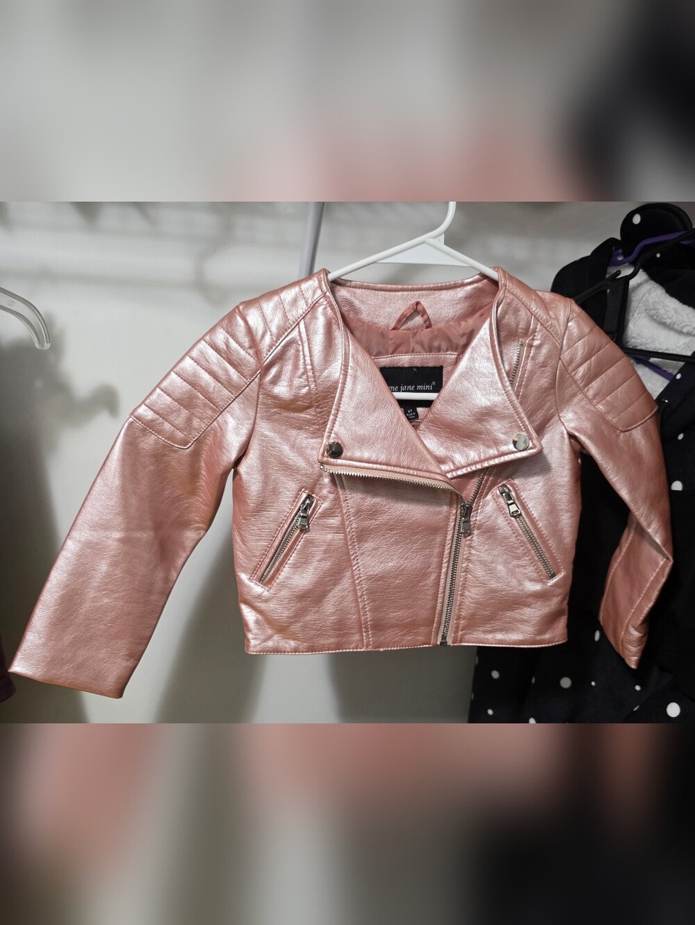 Me Jane Mini Pink Girls' Faux Leather Moto Jacket 4T